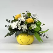 Sunshine Smiles Yellow Rose and Chrysanthemum Arrangement