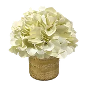 [RESS-AHDW] Gold Glass Vase Small - Artificial Hydrangea White