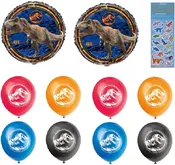Jurassic World Birthday Party Supplies Decoration Bundle includes 2 Mylar Balloons and 8 Latex Balloons