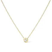 10K Gold Round Brilliant-Cut Diamond Modern Bezel-Set Solitaire 16"-18" Pendant Necklace (H-I Color, SI2-I1 Clarity)
