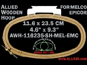 11.6 x 23.5 cm (4.6 x 9.3 inch) Oval Single Height Allied Wooden Embroidery Hoop, Single Height - Melco Epicor (EMC) Flat Table