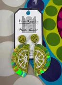 Beaded Lime Earrings