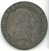 1819-A Austria Hungary Gulden Habsburg 1 Thaler Silver Coin Franz II Taler SR442