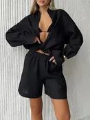 100% Cotton Button-Up Shirt & Shorts Set | S–L