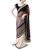 BLACK AND CREAM SAREE