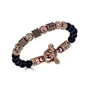 Beaded Bracelet With Gold Black Diamond Beads And Cylinders