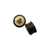 Black Horn Plugs with Walrus Jawbone and Silver Inlays 2 (11/16") — KOLO BODY ARTS