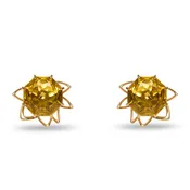 AMBER CRYSTAL SUNSTONE BUTTON EARRINGS