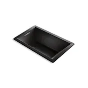 Kohler® 1849-GH-7 Underscore® Heated Air Bathtub, BubbleMassage™, Rectangular Shape, 60 in L x 36 in W, Reversible Drain, Black