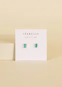 JaxKelly - Baguette - Turquoise - Gold Earrings