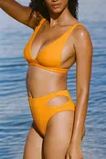 Amara High Waist Bottom - Sunflower Pucker Rib