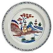 Antique Delft Charger 18th Century Polychrome Colors Netherlands Circa 1770