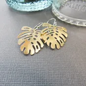 Brass Monstera Leaf Earrings