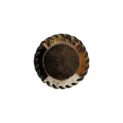 American West at Home Hair‑On Hide 5" Round Coaster with Suede Backing — Brown Center