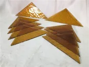 10 Honey Gold Stained Glass Reclaimed Church Window Triangle Panes, Art Glass P,