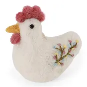 Wool Felt Rooster With Embroidery Ornament