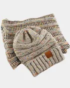 Acrylic Knit Beanie & Scarf Set – 100% Acrylic, Flecked Texture