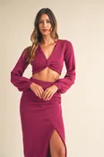 2pc set - front twist knit top & skirt