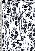 1030- Yukata Fabric - Blossoms & Long Grasses - Traditional 14" wide - White - By the Half Yard