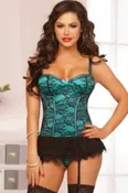 7M 9103 LACE BUSTIER TEAL LARGE