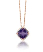 Amethyst Cushion Halo Pendant