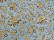 Belle Maison Monique Linen Upholstery Drapery Fabric Powder Blue Floral MM38