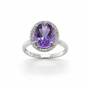 14KT White Gold Diamond and Santa Maria Amethyst