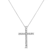 14kt White Gold Diamond Cross Necklace