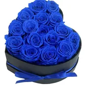Heart Shape Preserved Roses-  Royal Blue16Roses
