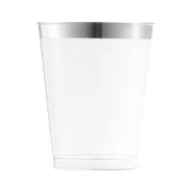 12 oz. Clear w/ Metallic Silver Rim Round Tumblers - 20 pcs