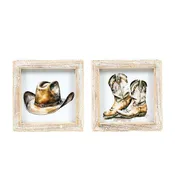 Reversible Wood Frame Sign - Hat/Boots
