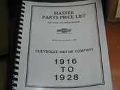 1916-1928 Chevrolet Parts Manual