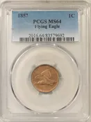 1857 FLYING EAGLE CENT - PCGS MS-64, PREMIUM QUALITY!
