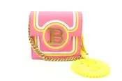 Balmain x Barbie Pink x Yellow Leather Mini Chain Crossbody Flap Bag  S128BM38