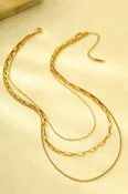 18K Gold Triple Layered Link & Box Chain Necklace – Tarnish-Free | JOSSLYN