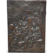 Vintage Embossed Copper Wall Art 8x5.75 Rustic Relief Panel w/ Hanger