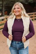 All My Adoration Floral Puffer Vest- Ivory