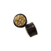 Black Horn Plugs with Walrus Tusk Butterfly Inlays (15/16") — KOLO BODY ARTS