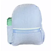 Baby Blue Seersucker Medium Backpack w/ Pocket