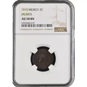 1915 Mexico Dos Centavos Jalisco NGC AU 58