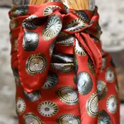 Fringe Scarves - Baby Concho Silk Wildrag in Red - Shorty Size
