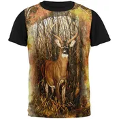 10 Point Buck Splatter All Over Mens Black Back T Shirt