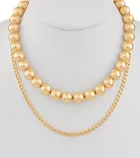 12mm CCB Ball & Chain Dual Necklace - Gold