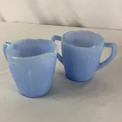 Sugar and Creamer, Child's Open, Delphite, Jeanette Cherry Blossom