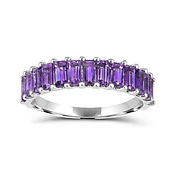 Baguette-Cut Amethyst Eternity Band in Sterling Silver