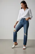 Ace High Waist Straight - Med Wash
