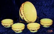 1890's Heisey Winged Scroll Custard Glass Berry Set