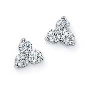 Small Diamond Trilogy Stud Earrings | 0.40 Carat Total Weight | 14K White, Yellow or Rose Gold