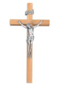 10" Oak Wood Cross With Fine Pewter Corpus