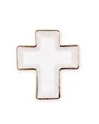 Cross Shaped Trinket Dish   White/Gold   5x5